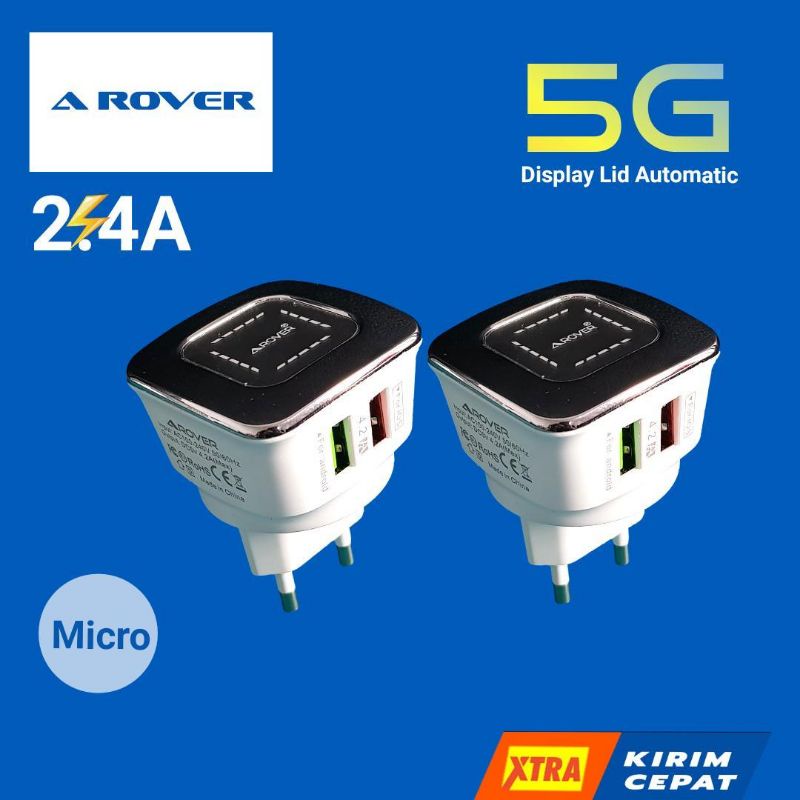 Charger【AROVER】Dual USB 4.2A 18W Fast Charger + Display Led Automatis / FREE KABEL DATA - R15