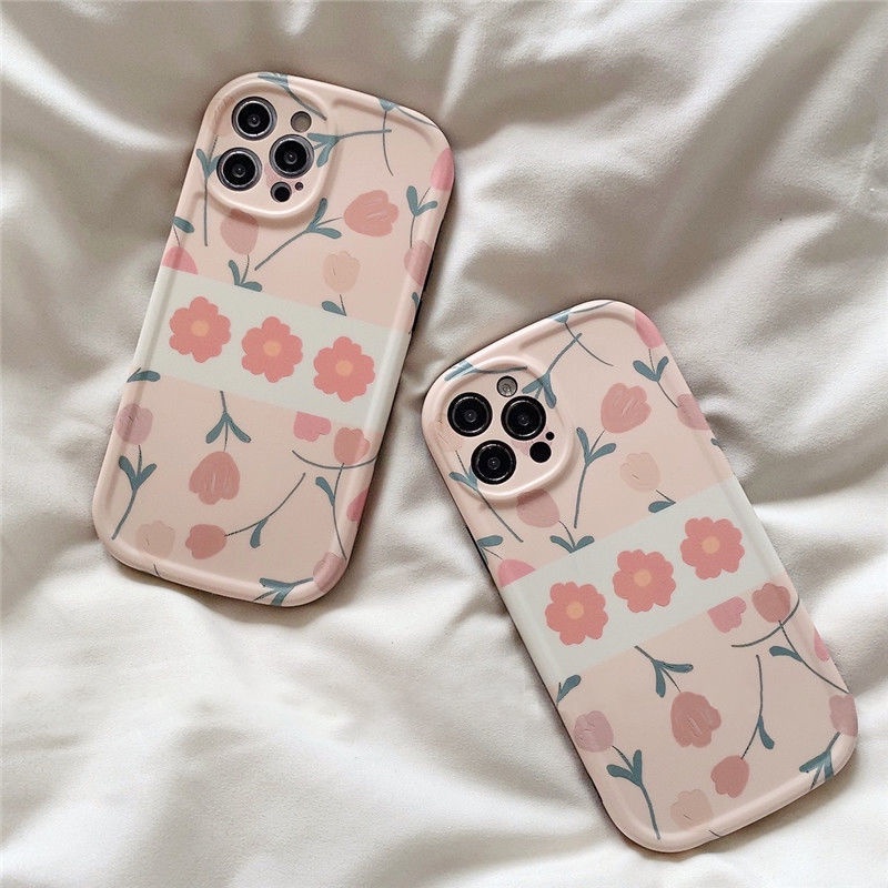 Case Pelindung Motif Print Bunga Untuk IPhone 12 13 11 Pro Max X Xs Max Xr 7 8 Plus Nnbt