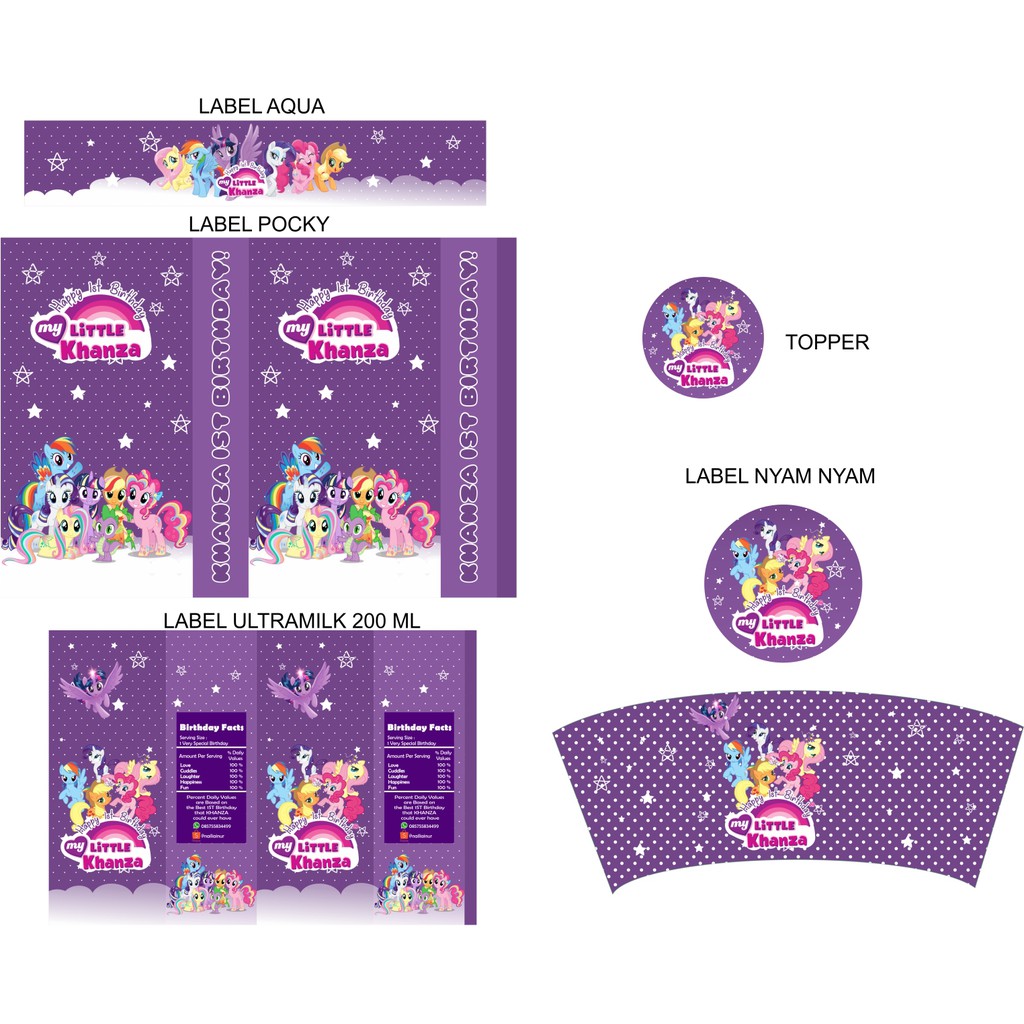 

paket label ulang tahun my littlepony ungu khanza