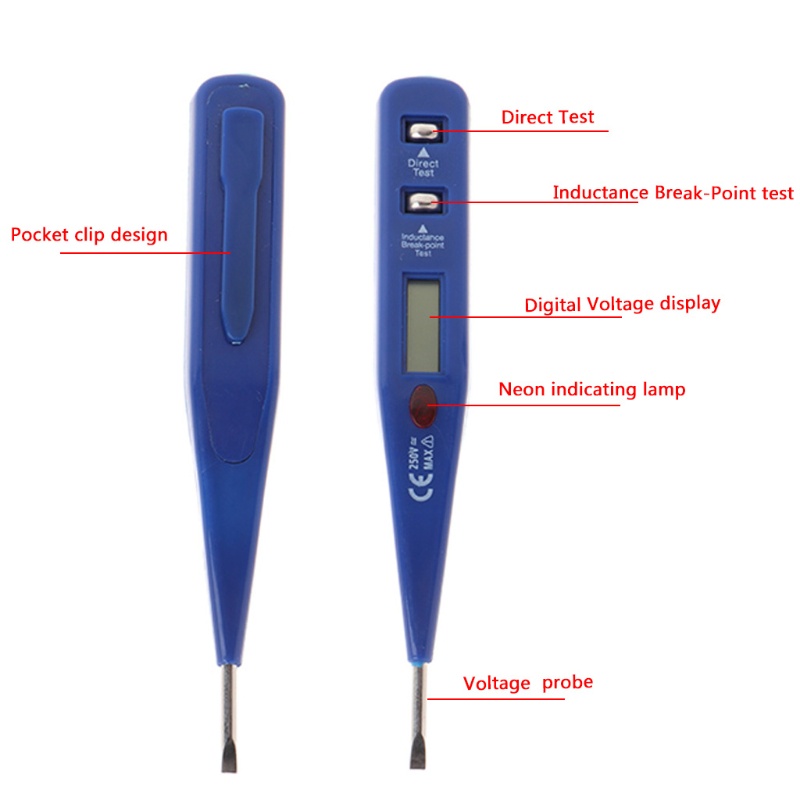 Mary Pen Tester Detektor Tegangan Listrik Digital AC DC 12-250V