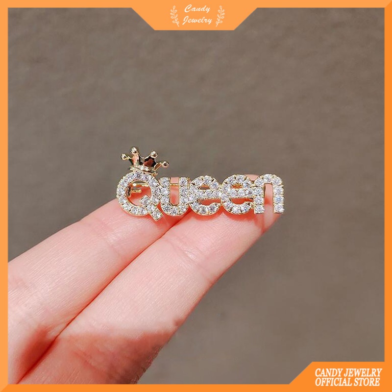 Bros Pin Desain Tulisan Hias Berlian Rumbai Gaya Korea Untuk Aksesoris Pakaian Wanita