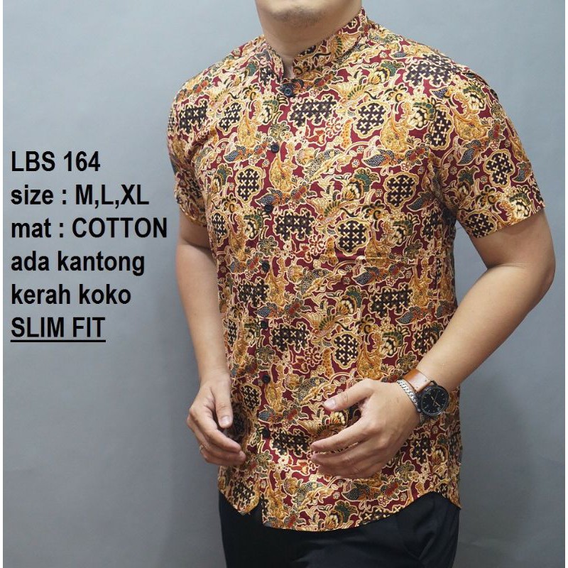 BAJU KEMEJA BATIK PRIA SLIM FIT LENGAN PENDEK LUIGI BATANI LBS163