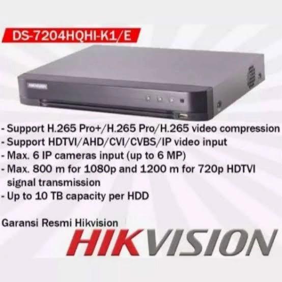 Dvr 4 Channel Hikvision Ds 7204Hqhi K1/E Support 5Mp Hikvision