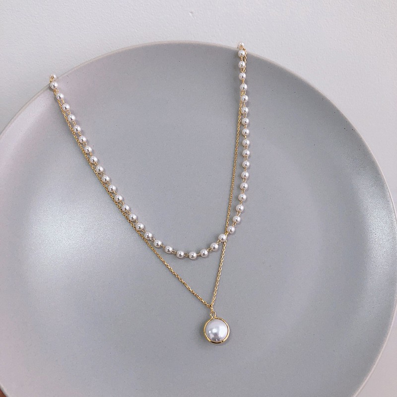 ★ODS★FA106  gelang Rantai Emas layer  Hias Mutiara Gaya Retro Korea Untuk Wanita