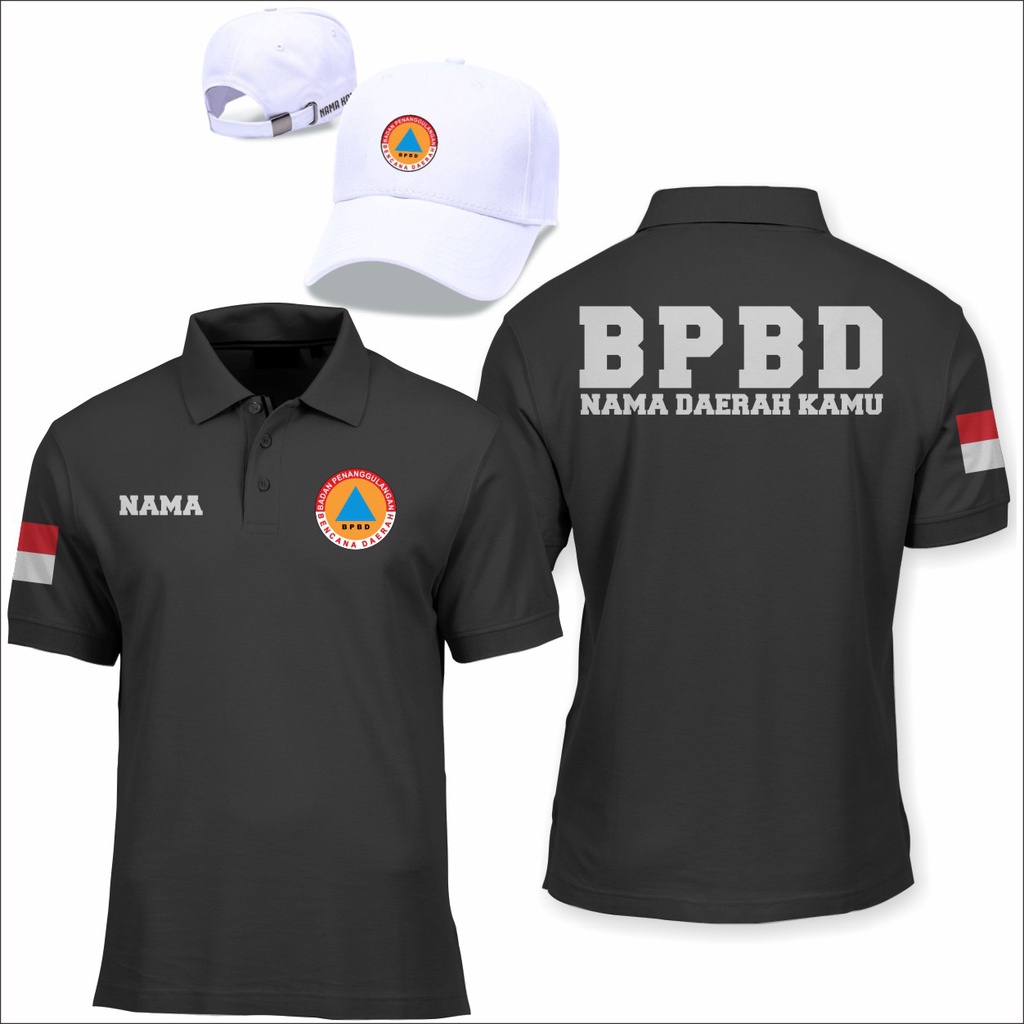 KAOS POLO BADAN PENANGGULANGAN BENCANA DAERAH - BAJU KERAH BPBD GRATIS NAMA DAN MASKER - KAOS KERAH 