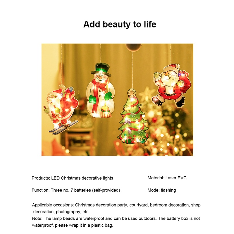 Lampu Gantung Led Bentuk Santa Claus Dengan Suction Cup Untuk Dekorasi Natal