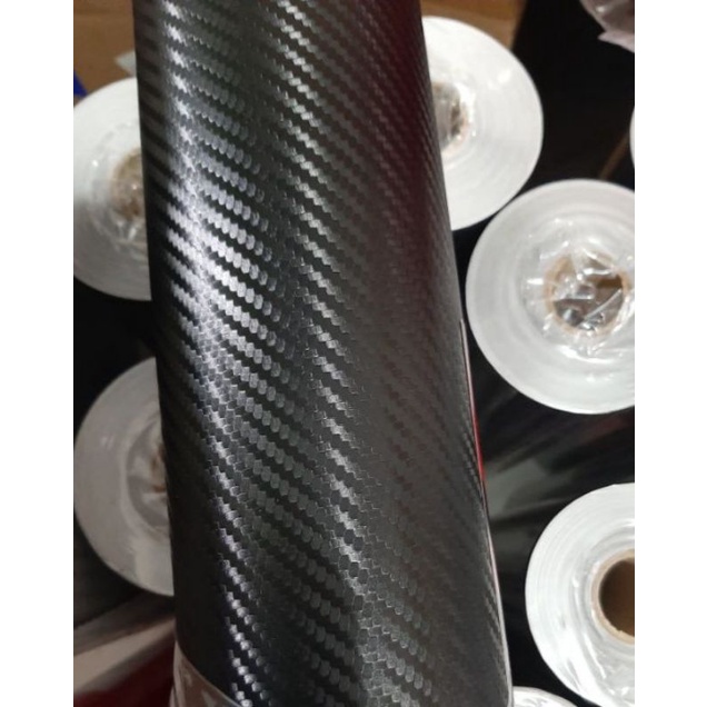 Stiker skotlet karbon 3d hitam doff