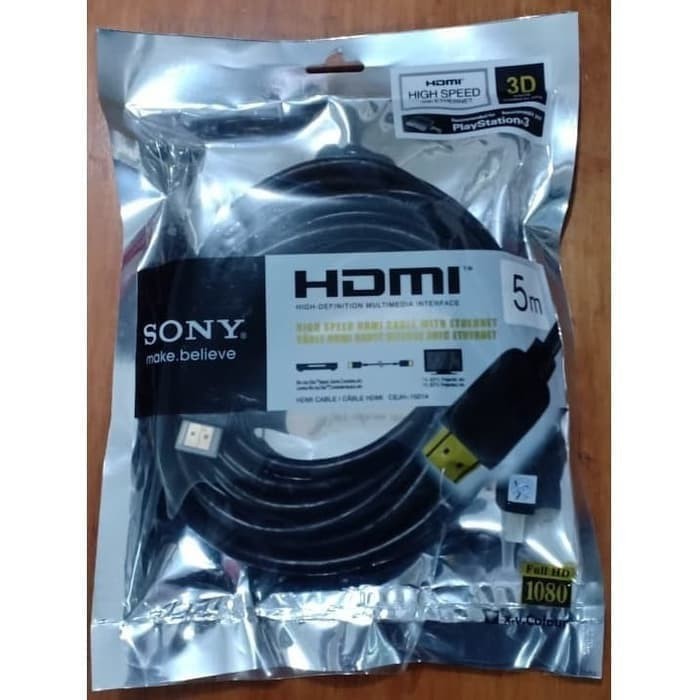 Kabel HDMI SONY 5M Male To Male Gold Plate 5 Meter HDTV 1.4V Highspeed