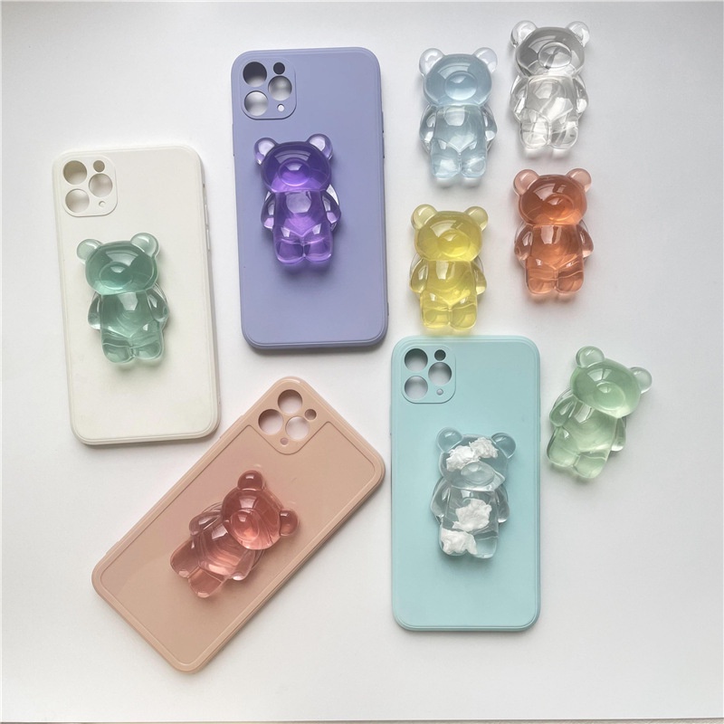 Cartoon Colorful Clear Bear Phone Braceket Phone Grip Lazy Desktop Phone Holder