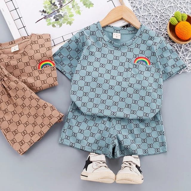 BEFAST - ZTL OOTD Setelan Anak ARINA / Set anak prestin rainbow UNISEX / Set Atasan Kaos Lengan Pendek+Celana Pendek / Oneset Kekinian Anak-Anak / Pakaian Unisex Motif / Setelan Santai Anak Perempuan/Laki-Laki