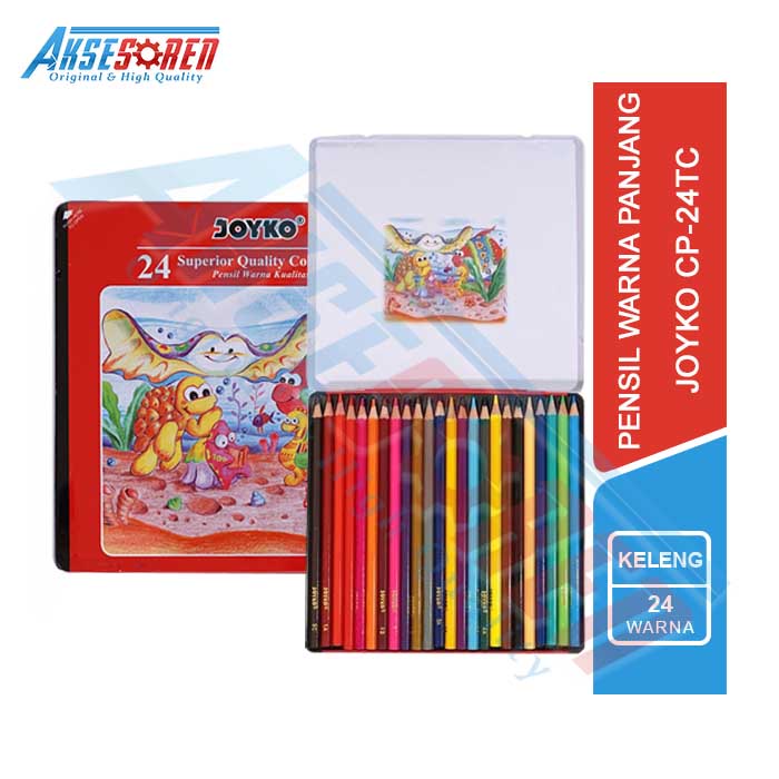 

Pensil Warna Joyko [CP-24TC/24 pcs] / Alat Tulis Gambar Pencil Colour Box Kaleng