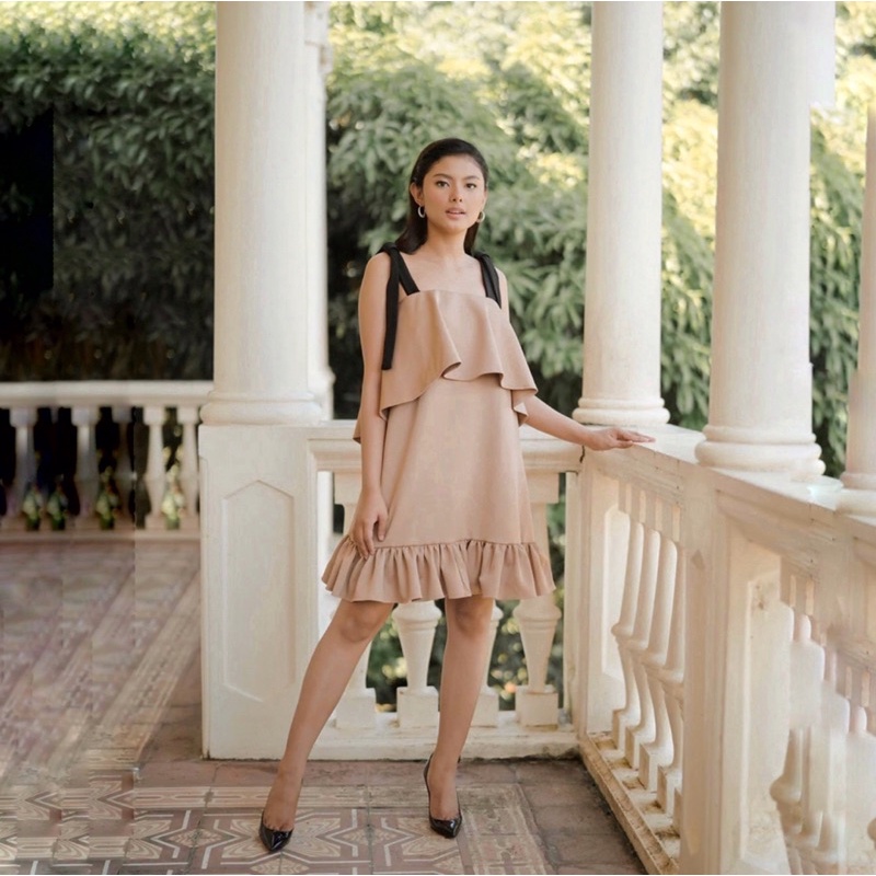 AVIANA DRESS - Dress pesta wanita ruffle A line mini dress big size jumbo ukuran besar tank casual f