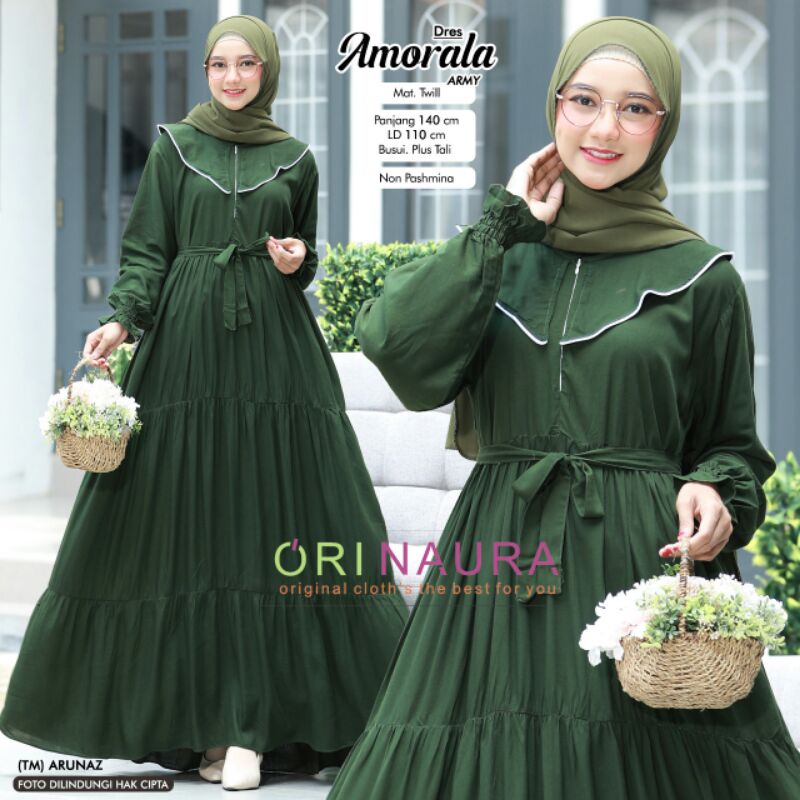 CORENA,AMORALA,AMRILA Midi Dress Wanita Muslim Ori by Naura