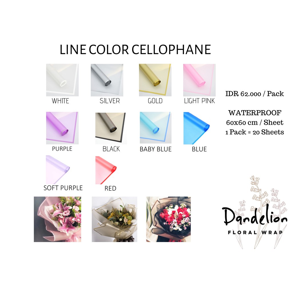 

FLOWER WRAPPING LINE COLOR CELLOPHANE WATERPROOF KERTAS BUKET PEMBUNGKUS BUNGA