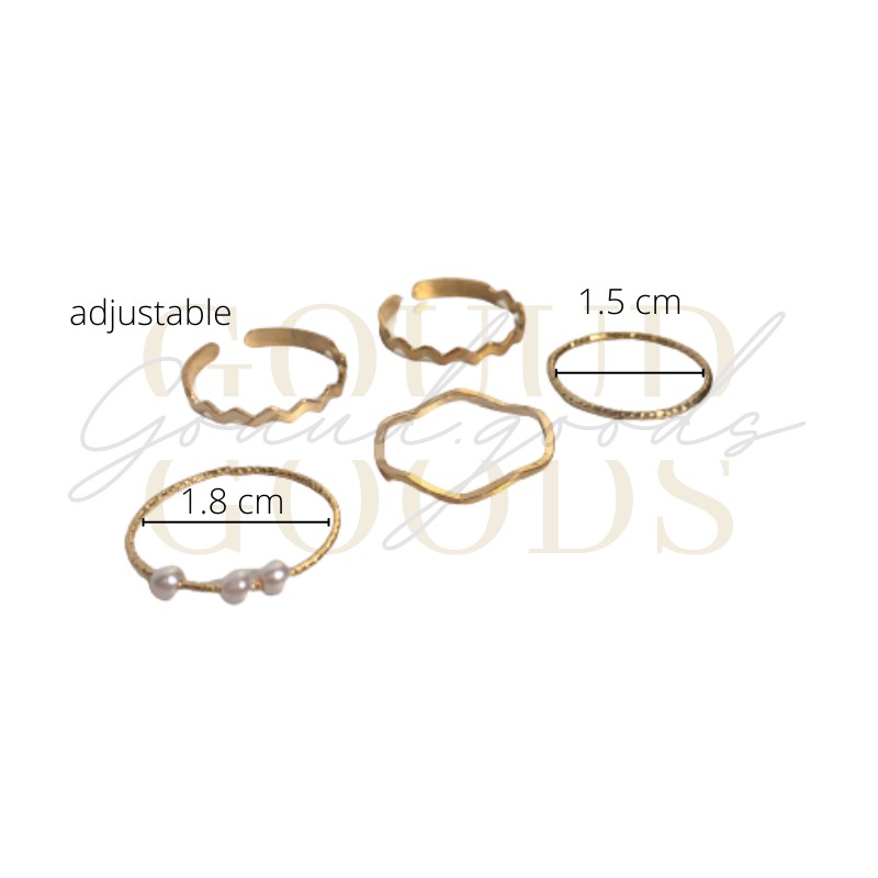 enola ring set (5pcs) / Cincin Wanita Aksesoris Wanita