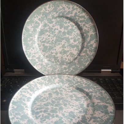 PIRING ENAMEL SENG KALENG JADUL KUNO ANTIK VINTAGE BLIRIK BIRIK BLURIK BURIK LOREK LORENG BATIK HIJA