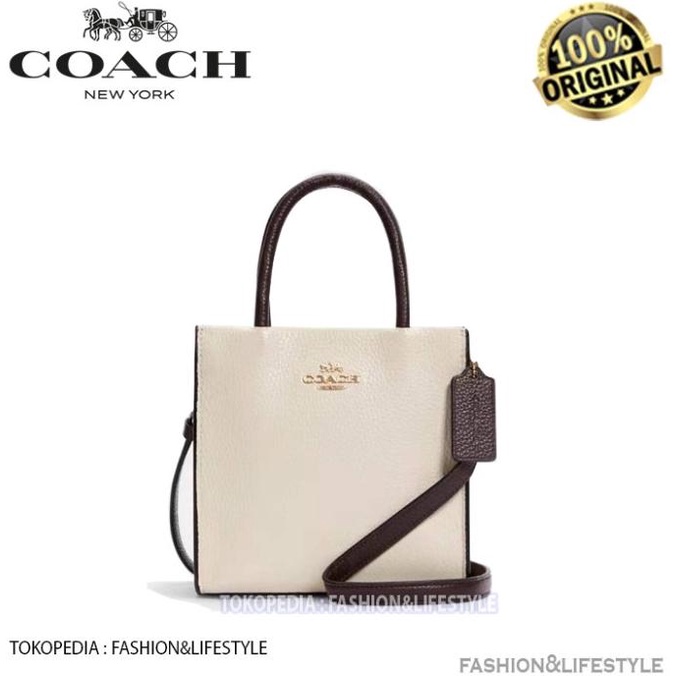 SALEE TERBARU| COACH Mini Cally Crossbody In Signature WHITE LEATHER ORIGINAL 100% |Tas Selempang Wa