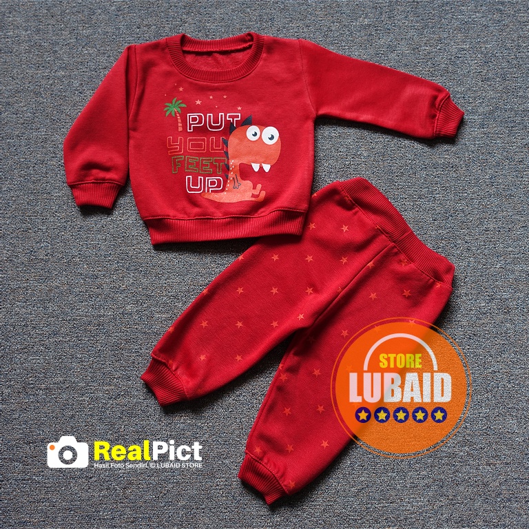 [SJK-RF04] LUBAID STORE, Setelan Sweater Anak 1-2 Tahun, Jaket Bayi RED FOREST Feet Up, Hangat Murah-5