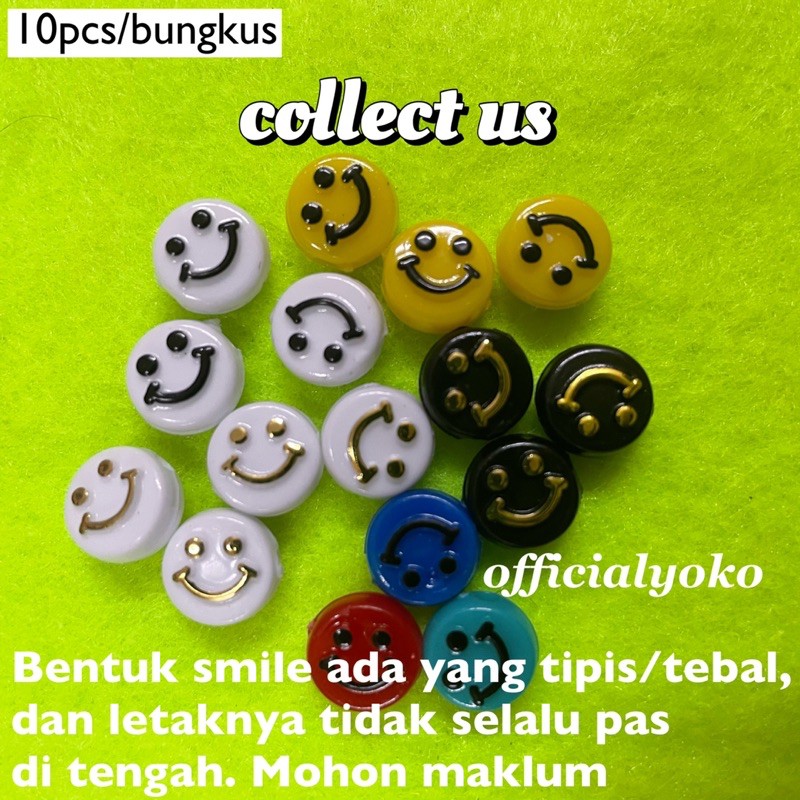 (10) Mute/Monte/Manik Akrilik Smile -/+ 10mm isi 10pcs