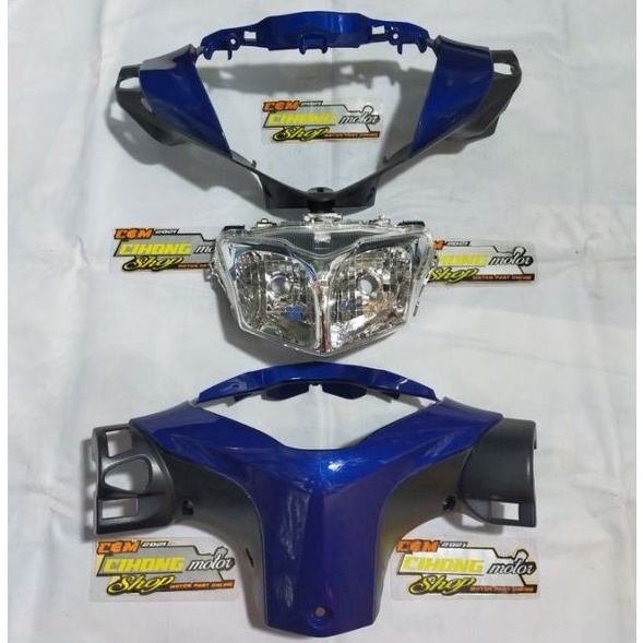 batok kepala depan+reflektor lampu depan belakang supra x 125 helm in biru