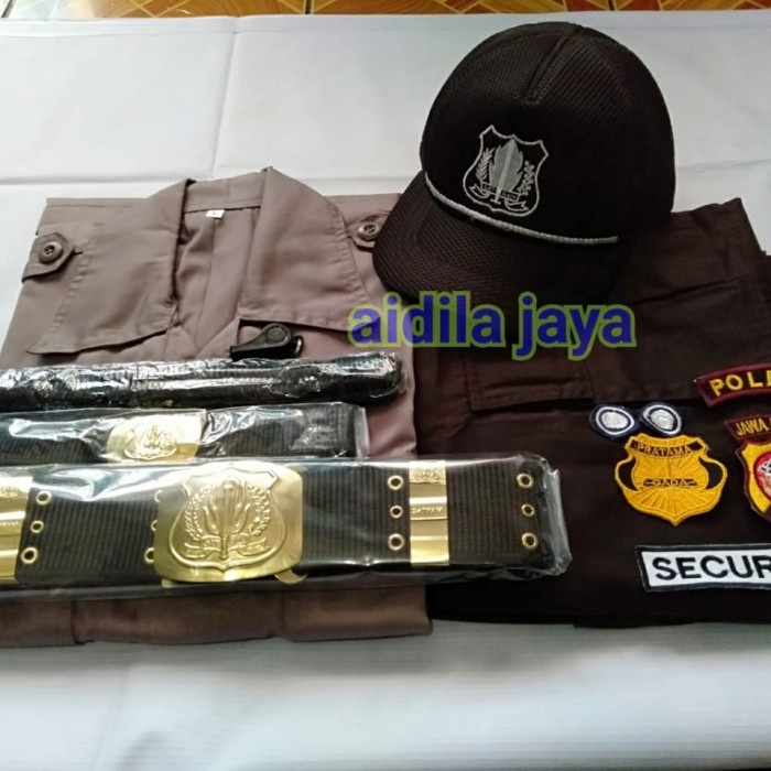 TERMURAH- SERAGAM PDL SATPAM SECURITY LENGKAP COKLAT BARU - M
