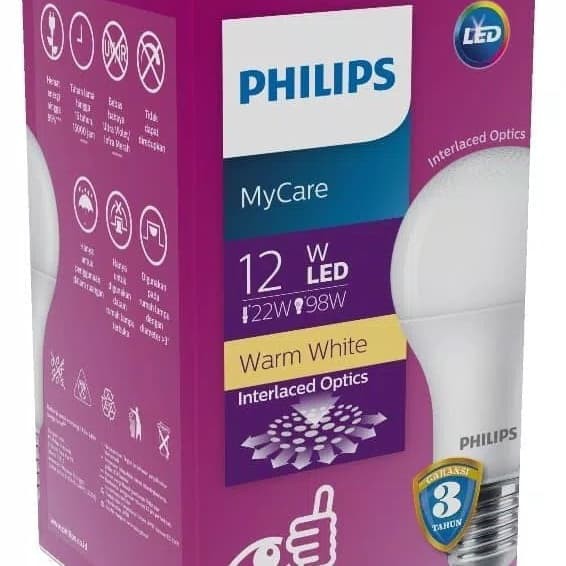 Lampu LED Philips 12W 12 W 12 Watt Kuning Warm White Mycare Philips