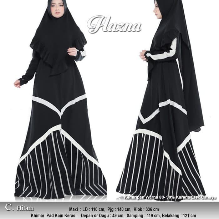 SPESIAL ATASAN PAKAIAN WANITA MUSLIM GAUN SETELAN hijab syari flazna hitam premium hijab pad XL orig