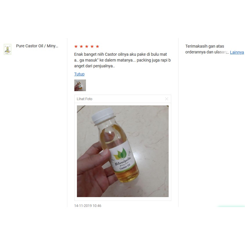 Pure Castor Oil / Minyak Jarak Murni 30ml Carrier Oil