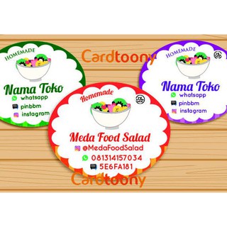 Sticker stiker  label toko produk makanan  salad buah 