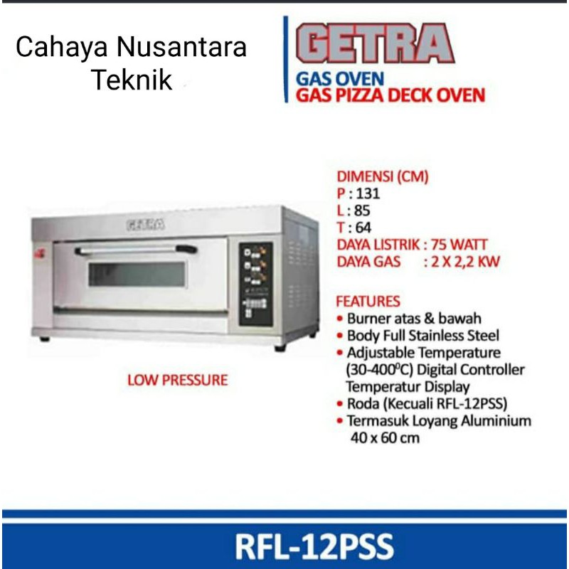 Gas Pizza Deck Oven Getra RFL-12PSS / Mesin Oven 1 Deck