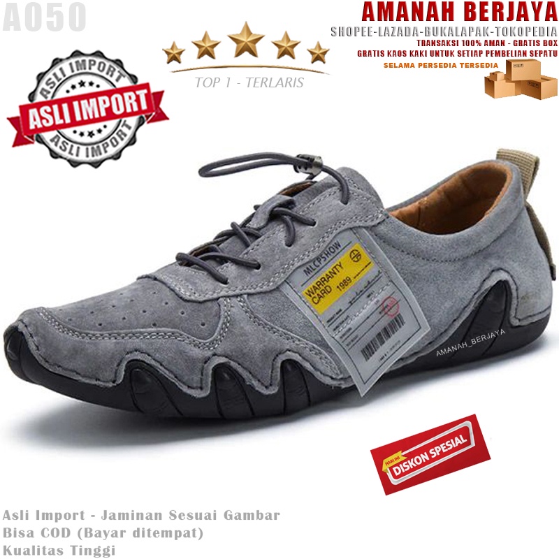 Ready Stok  Best Seller Hot Promo Terbaru A050 Sepatu Kulit Keren Pria Wanita Remaja Dewasa Kasual Sport Sneakers Formal Asli Import Original Kekinian