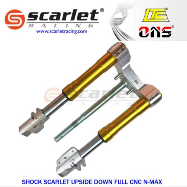 Upsidedown-usd-upside down-shock depan full set YAMAHA NMAX full cnc ORIGINAL SCARLET RACING