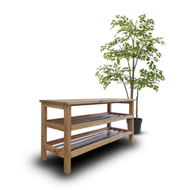 Rak Sepatu / Tempat Duduk / 2 Tingkat / Rak Sepatu Kayu / Rack Sepatu