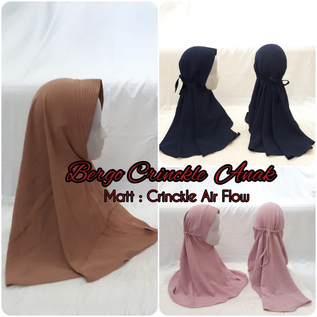 Jilbab Instan Anak / Bergo Anak / Jilbab Bergo Anak Tanggung SD/ PAD TALI / PAD SERUT / BERGO INSTAN