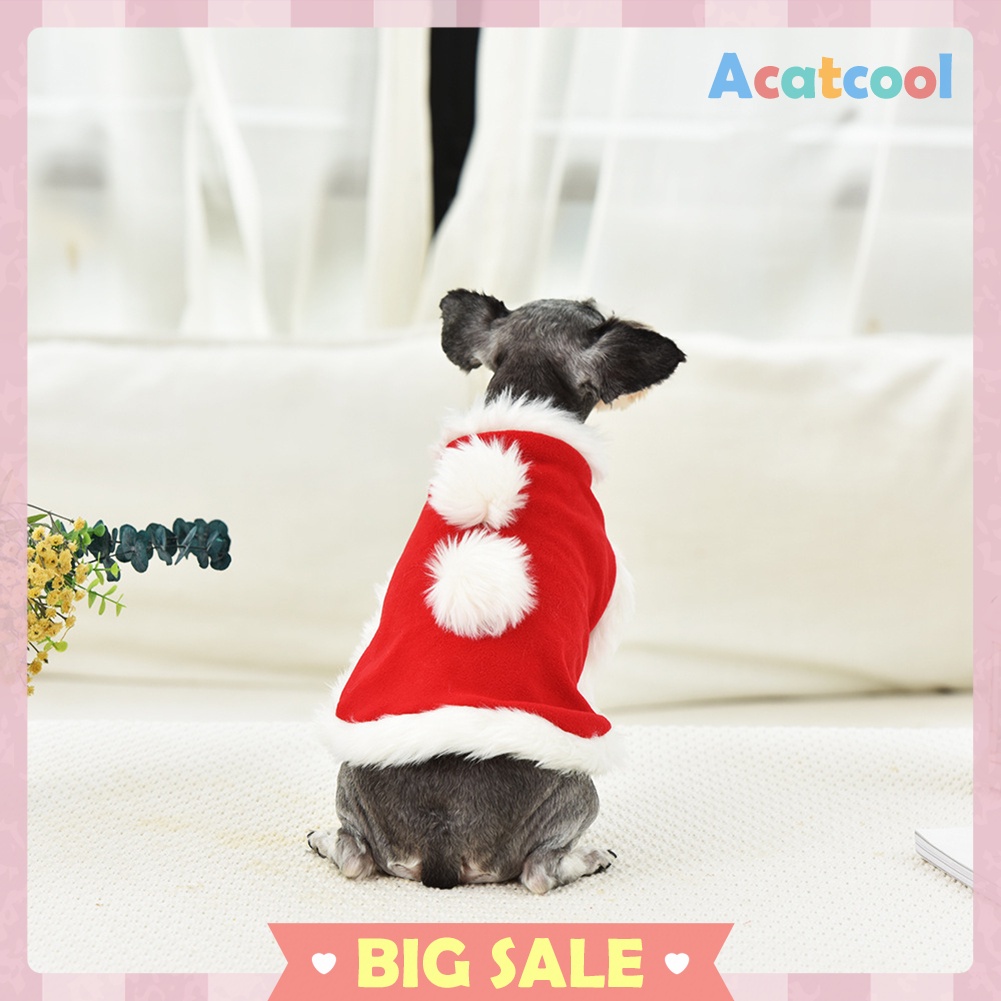 Christmas Cat Cloak Dogs Winter Warm Fleece Costume Clothing Accessories