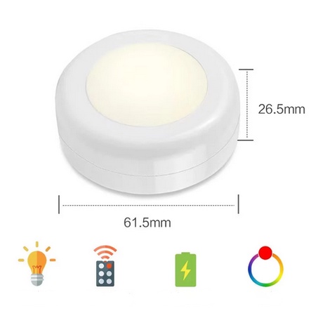 Lampu malam mengubah warna lampu kecil nirkabel LED remote control baterai lampu berperekat-8