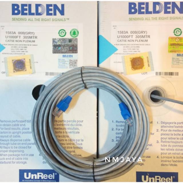 Kabel Lan UTP Cat5e Belden 60 M siap pakai sudah dicrimping rj45 Belden dan plugbooth