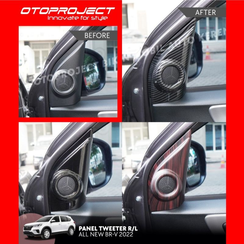 panel tweeter kiri kanan Honda BRV 2022 hitam &amp; Carbon &amp; Wood (kayu) otoproject