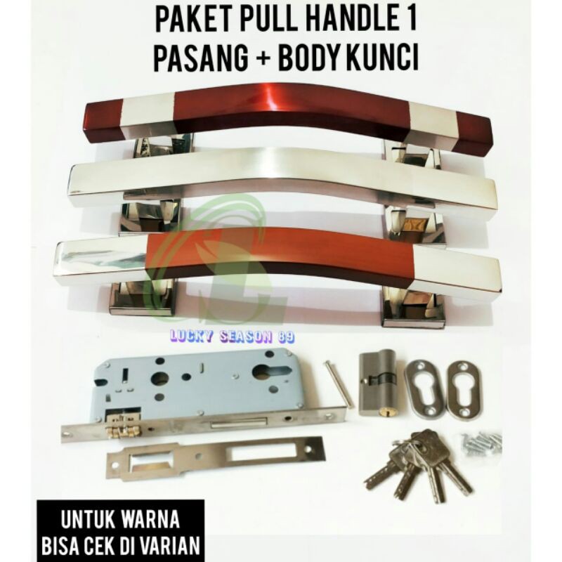 PAKET PULL HANDLE 1 PASANG+BODY KUNCI 33CM/HANDLE PINTU SET/KUNCI PINTU