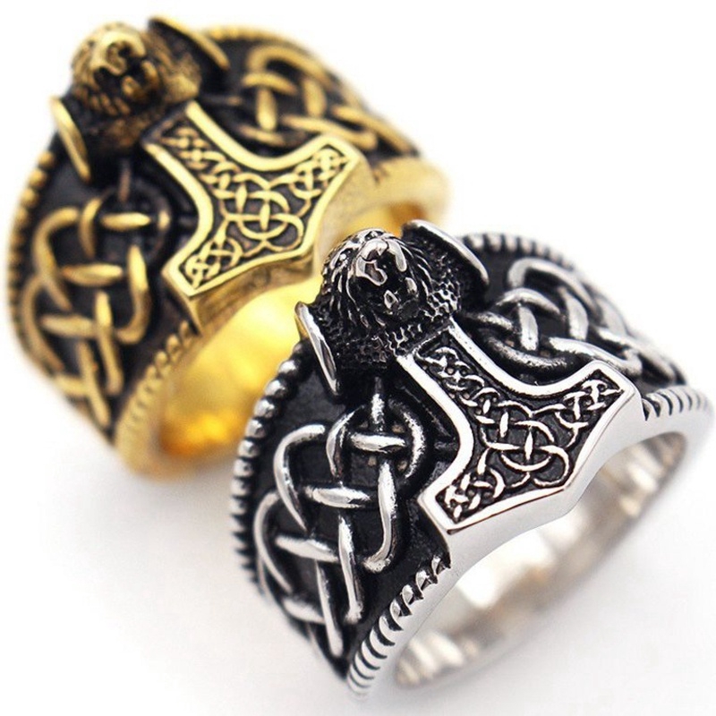 Fashion Pria Retro Thor's Hammer Amulet Ring/Aksesoris Perhiasan