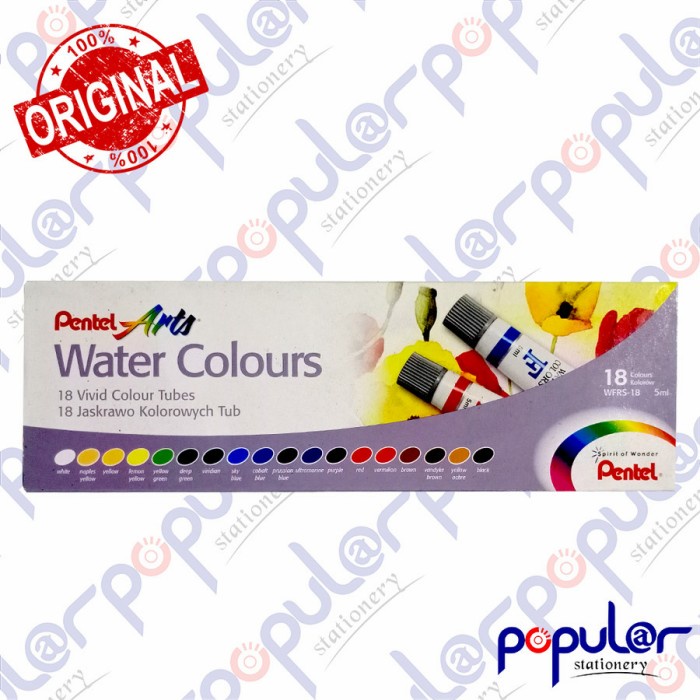 

Jualan Cat Air Pentel Arts 18 Water Colours Terlaris