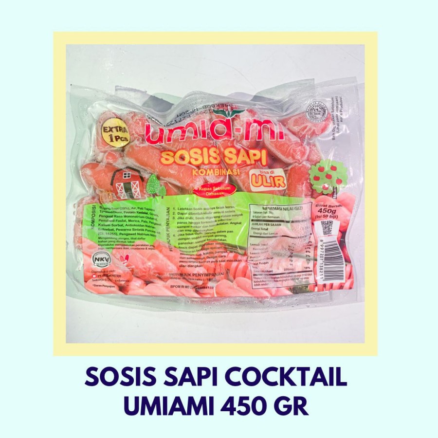 Umi ami Sosis Sapi ulir Cocktail 450 gr Bernardi - FROZEN FOOD