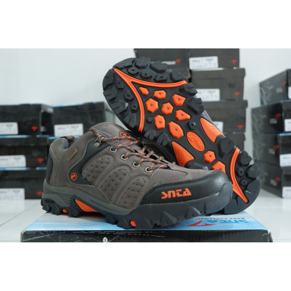 SNTA 432 Sepatu Gunung Outdoor PU Leather Grey-Orange