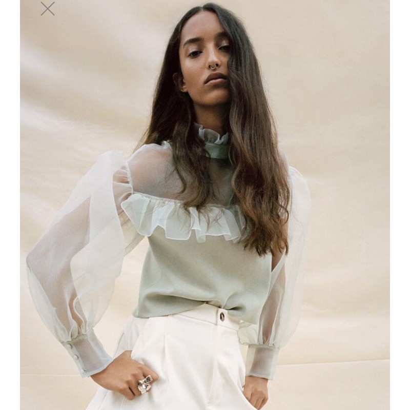 ZARA organza high neck top