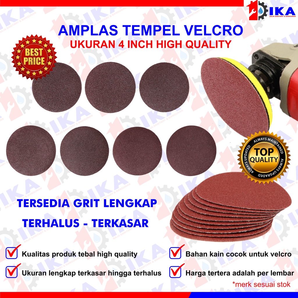 Amplas Bulat Velcro Grit Grid 60,80,100,120,150,180,240 Termurah Berkualitas / PROMO AMPLAS BULAT VELCRO TEMPEL GERINDA 4 INCH PALING MURAH