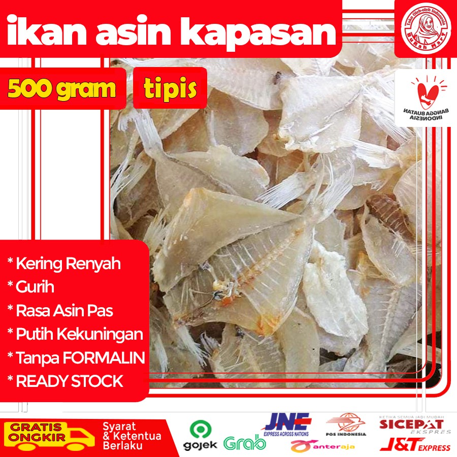 

Ikan Asin Kapas-Kapasan Kapasan Asin Kriuk Gurih Garing Renyah Super 500 Gram