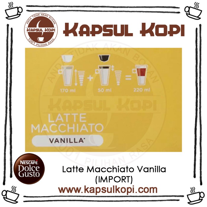 

Kopi - Paket 8 Kapsul Latte Macchiato Vanilla Kapsul Kopi Nescafe Dolce Gusto