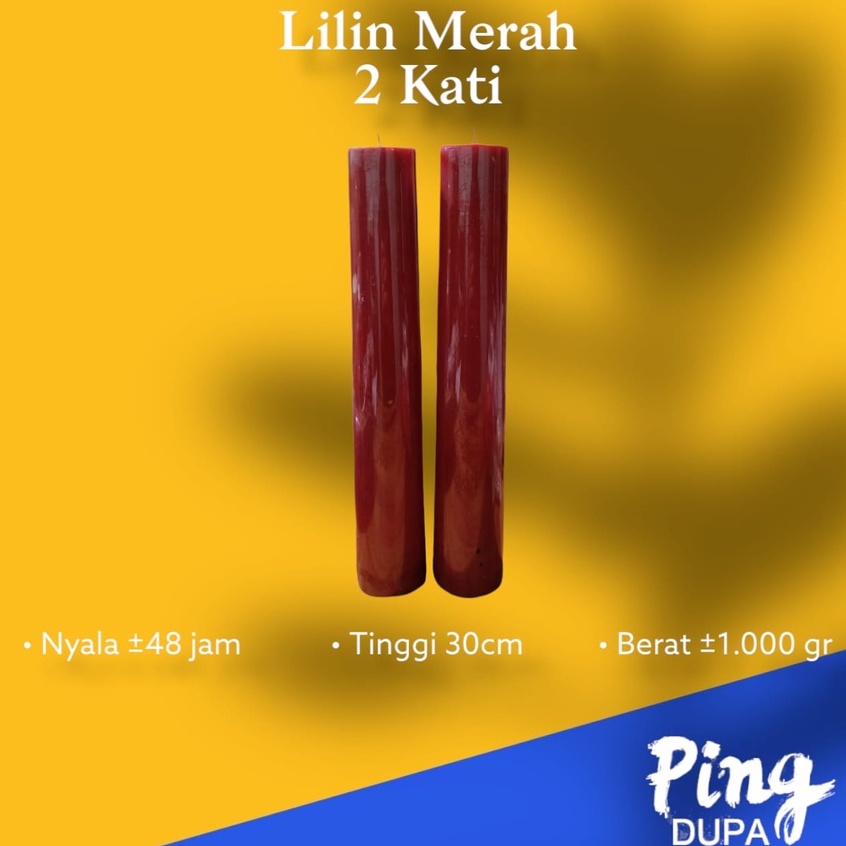 Lilin Merah NG Polos Tinggi 30cm 2 Kati Merah Nyala 48 Jam