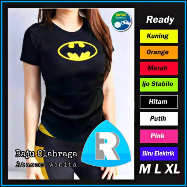 Logo Batman Baju  Kaos  Fitnes Lari Gym Senam Olahraga  