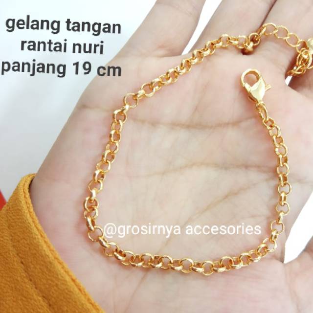 Gelang tangan wanita rantai Nori Titanium gold